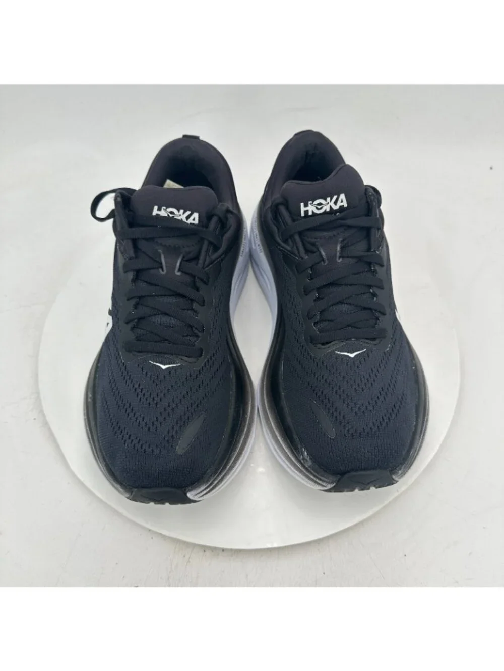 Hoka One One Bondi 8 Women Size 7.5B 1127952-BWHT Black White Shoes
